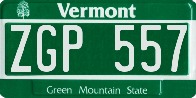 VT license plate ZGP557