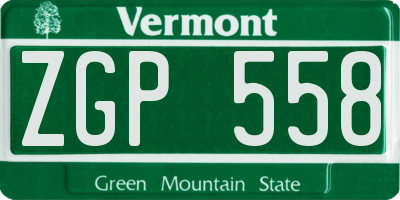 VT license plate ZGP558