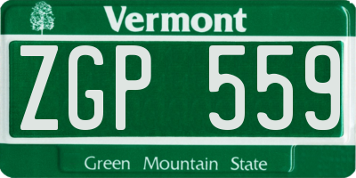 VT license plate ZGP559