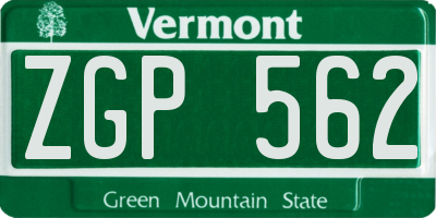 VT license plate ZGP562