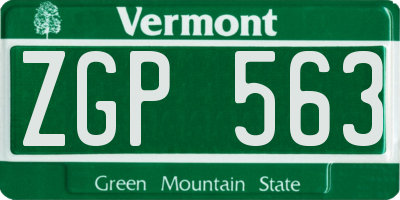 VT license plate ZGP563