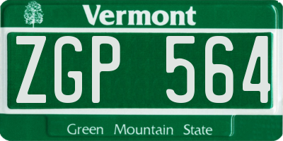 VT license plate ZGP564