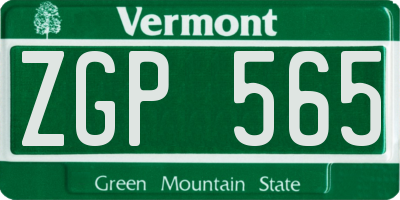 VT license plate ZGP565