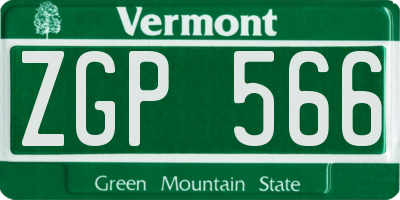 VT license plate ZGP566
