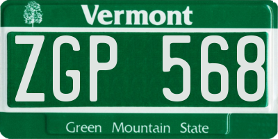 VT license plate ZGP568