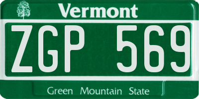 VT license plate ZGP569