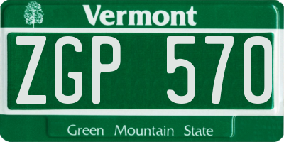 VT license plate ZGP570