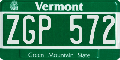 VT license plate ZGP572