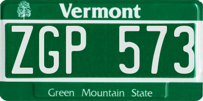 VT license plate ZGP573