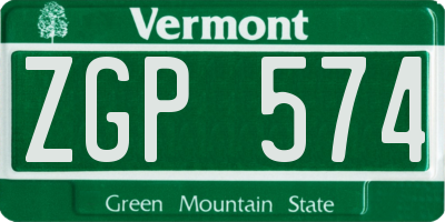 VT license plate ZGP574
