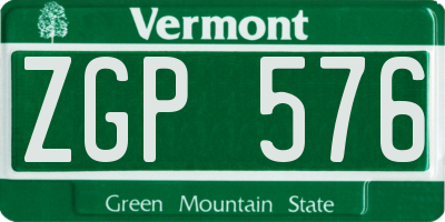 VT license plate ZGP576
