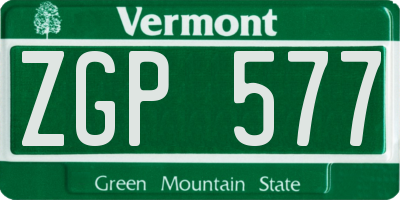 VT license plate ZGP577