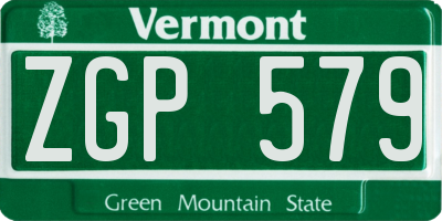VT license plate ZGP579
