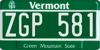 VT license plate ZGP581