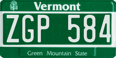 VT license plate ZGP584