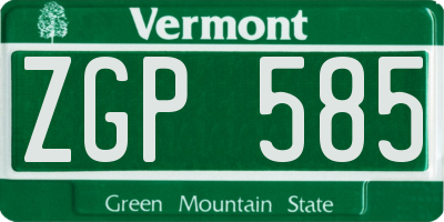 VT license plate ZGP585