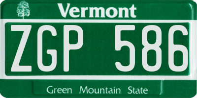 VT license plate ZGP586
