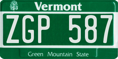 VT license plate ZGP587