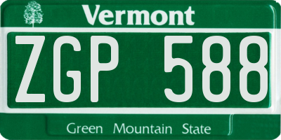 VT license plate ZGP588