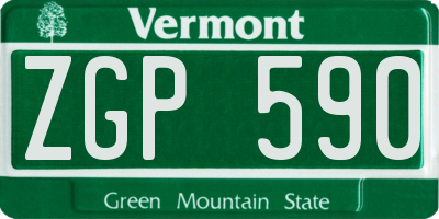 VT license plate ZGP590