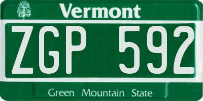 VT license plate ZGP592