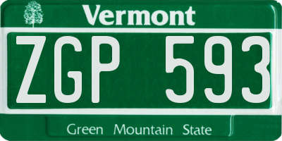 VT license plate ZGP593
