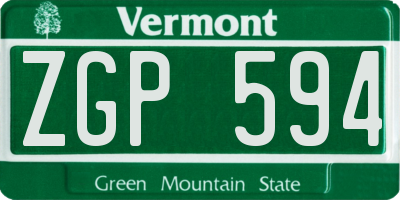 VT license plate ZGP594