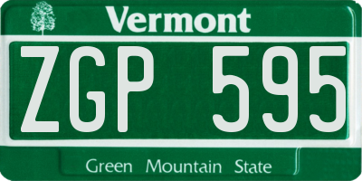 VT license plate ZGP595