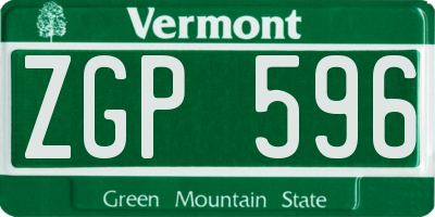 VT license plate ZGP596