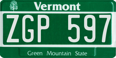 VT license plate ZGP597