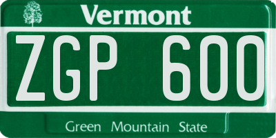 VT license plate ZGP600