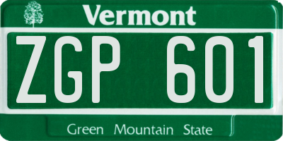 VT license plate ZGP601