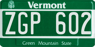 VT license plate ZGP602
