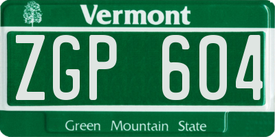 VT license plate ZGP604