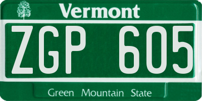 VT license plate ZGP605