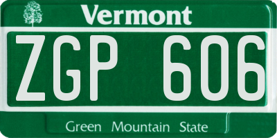 VT license plate ZGP606