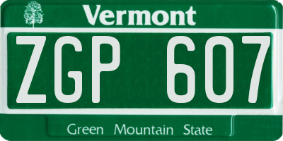 VT license plate ZGP607