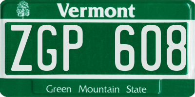 VT license plate ZGP608
