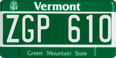 VT license plate ZGP610