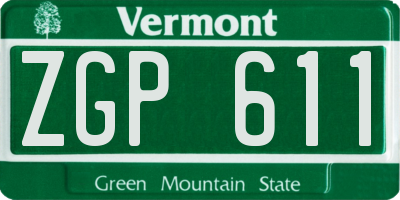 VT license plate ZGP611