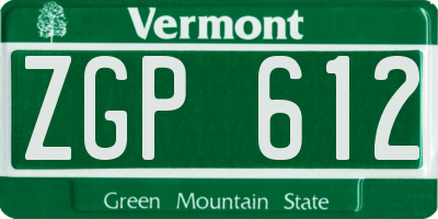 VT license plate ZGP612