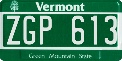 VT license plate ZGP613