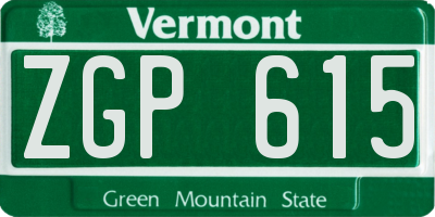 VT license plate ZGP615