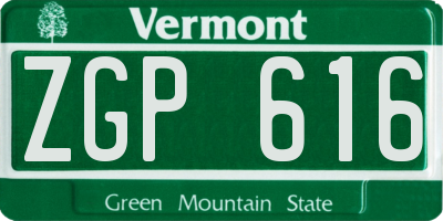VT license plate ZGP616