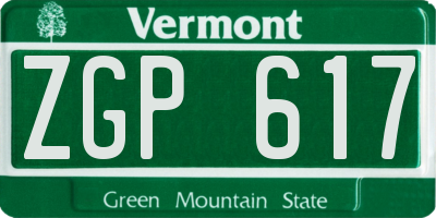 VT license plate ZGP617