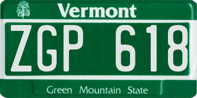 VT license plate ZGP618