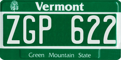 VT license plate ZGP622