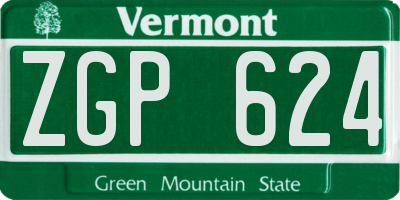 VT license plate ZGP624