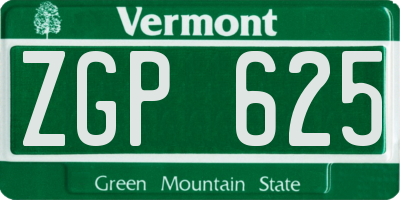VT license plate ZGP625