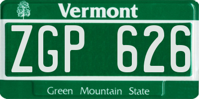 VT license plate ZGP626
